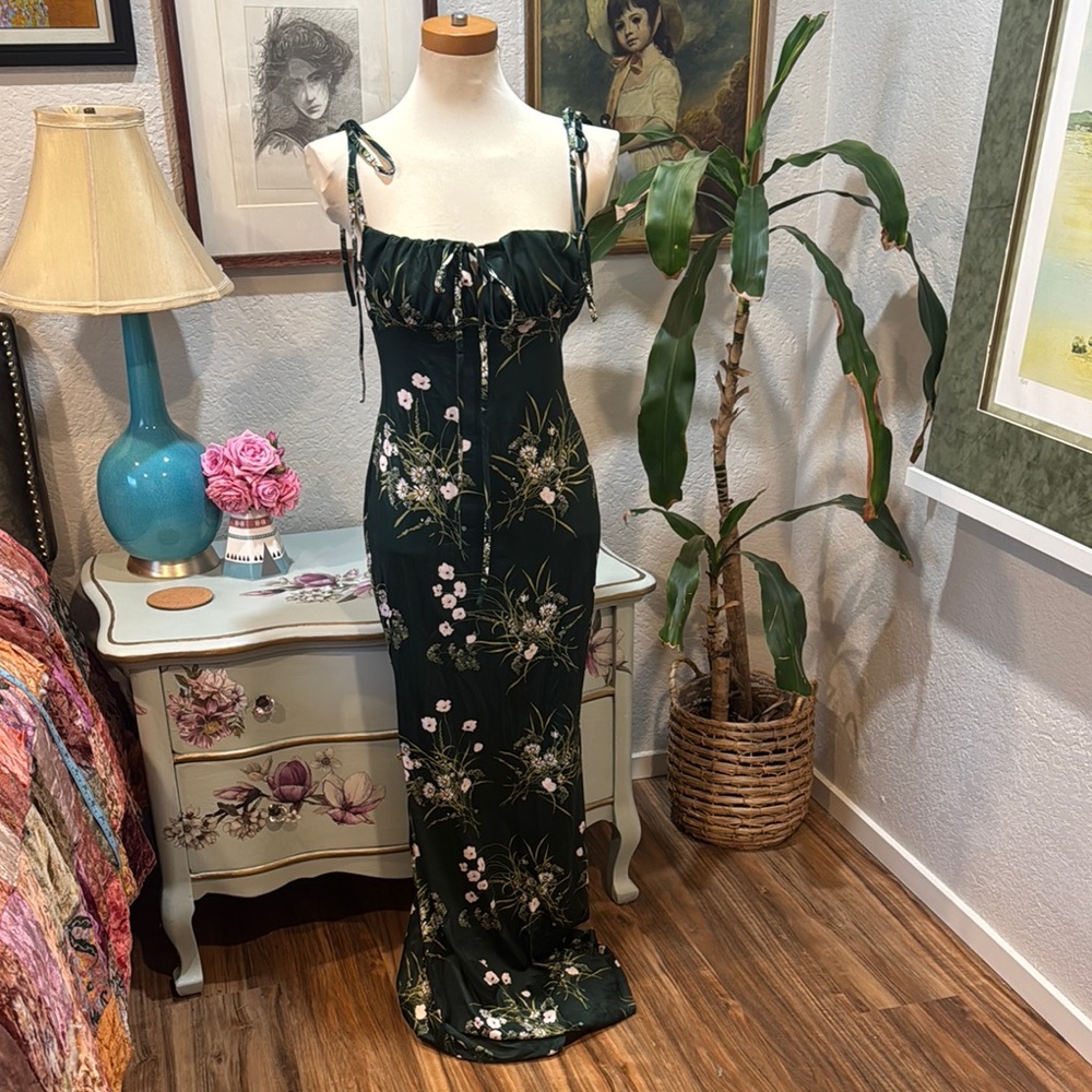 Vintage 70's green floral dress